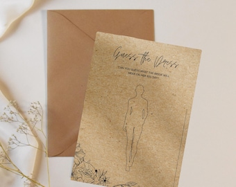 Juego de Adivina el Vestido para Despedida de Soltera: Actividad Imprimible para Bodas (Descarga Instantánea, Plantilla Editable de 5x7)