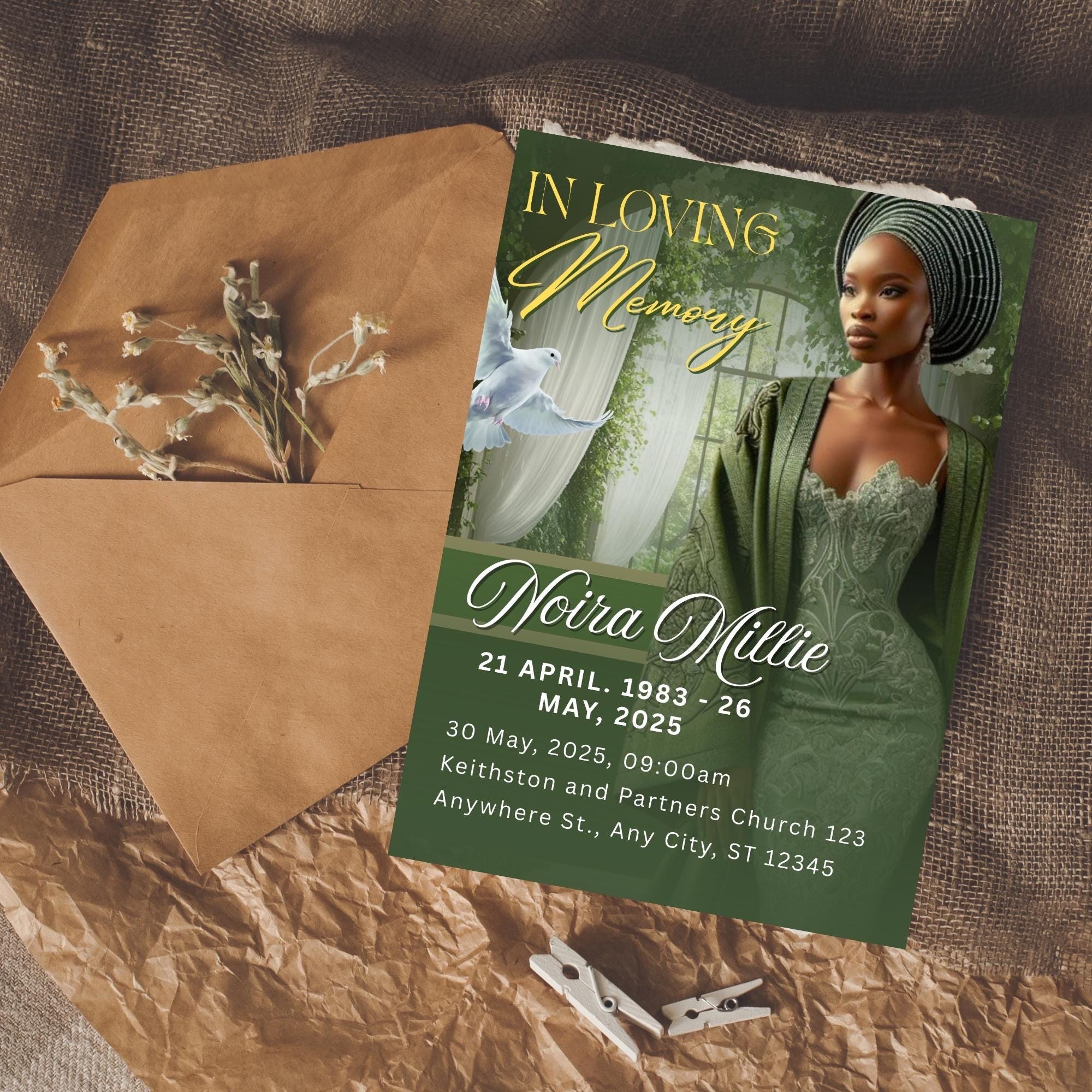 Emerald Green Roses Funeral Program Template 8 Page Memorial Booklet ...