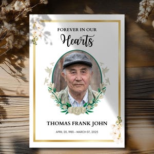 Greenery Funeral Program Template: Editable Celebration of Life (Digital File, Canva Template)