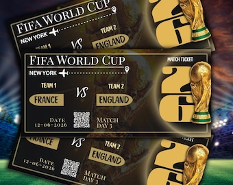 Aangepast ticket WK 2026 | Wedstrijddagticket | Bewerkbare verjaardagsvoucher voor hem | Digitale download | Voetbalcadeau