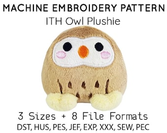 ITH In the hoop embroidery machine pattern owl bird plushie stuffie pes dst huf jef all formats Instant Download design pattern cute