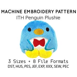ITH In the hoop embroidery machine pattern penguin plushie stuffie pes dst huf jef all formats Instant Download design pattern cute