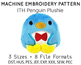 ITH In the hoop Stickmuster Pinguin Plüschie pes dst huf jef Stickmuster alle Formate Instant Download Stickmuster niedlich