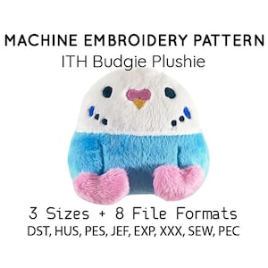 ITH In the hoop embroidery machine pattern parakeet budgie bird plushie stuffie pes dst huf jef all formats Instant Download design pattern