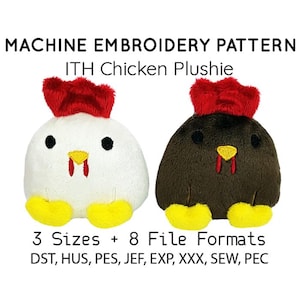 ITH In the hoop embroidery machine pattern chicken bird plushie stuffie pes dst huf jef all formats Instant Download design pattern cute