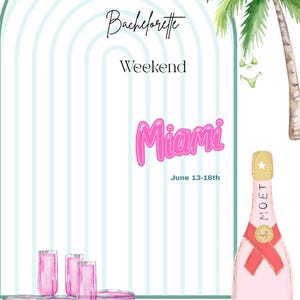 Moet and Matrimony - Miami Bachelorette Invitation and Itinerary (Digital Template)