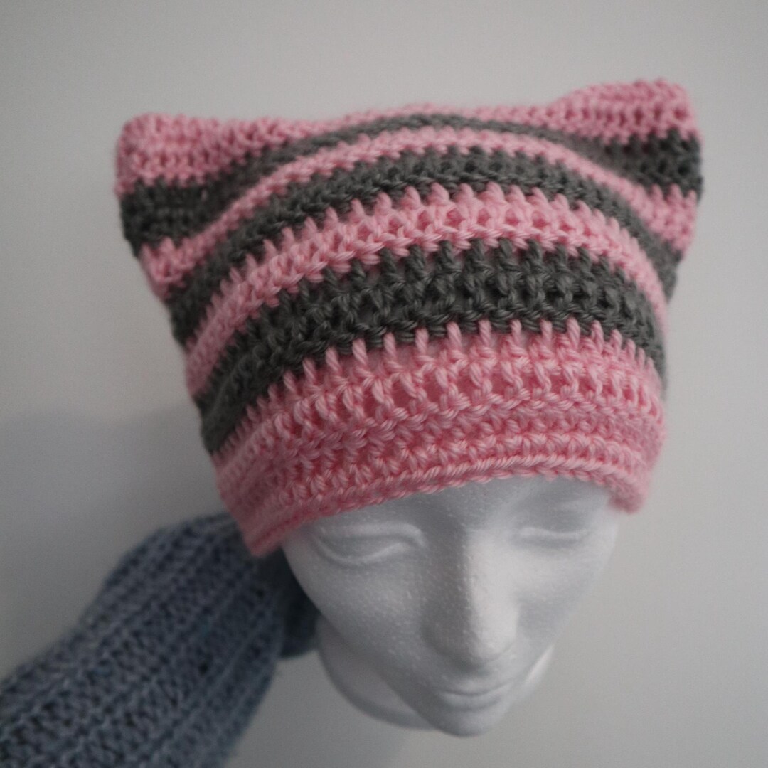 Striped Cat Ear Toque (OS Adult) - Etsy