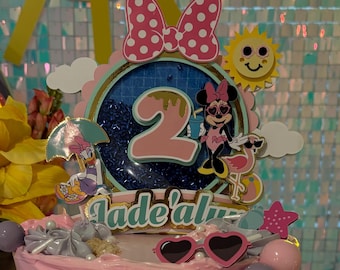 Mini mouse at the beach cake topper