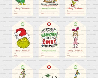 Grinch Christmas gift tags