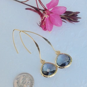 Dangle Earrings, Grey Earrings, Valentines Day Gift Ideas, Grey Drop Earrings, Gold Dangle Earrings, Grey Charcoal earrings, Gifts for Her