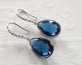 Blue earrings for Women, blue sapphire silver earrings, Gif for her, Bridesmaid gifts, handmade jewelry, Mom Valentines Day Gift for Her
