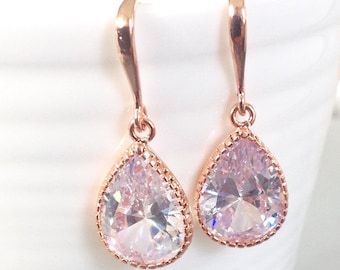 Rose Gold earrings, Rose Gold earrings,Rose Gold gifts, Rose gold and cubic zirconia earrings,Mom gifts, Mother’s Day gift