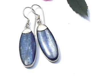 Blue Earrings Drop, Sterling Silver and Kyanite Earrings - Mothers Day Gift for her - Blue Kyanite - Blue Gemstone Earrings - Stone Earrings