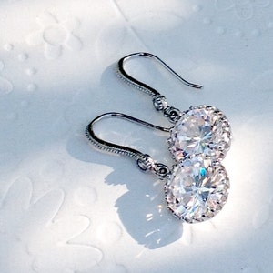 Silver earrings, Christmas Gift, Crystal Earrings, Crystal Drop Earrings wedding Jewelry bridesmaid Gift Bridesmaids Earrings Cubic zirconia image 1