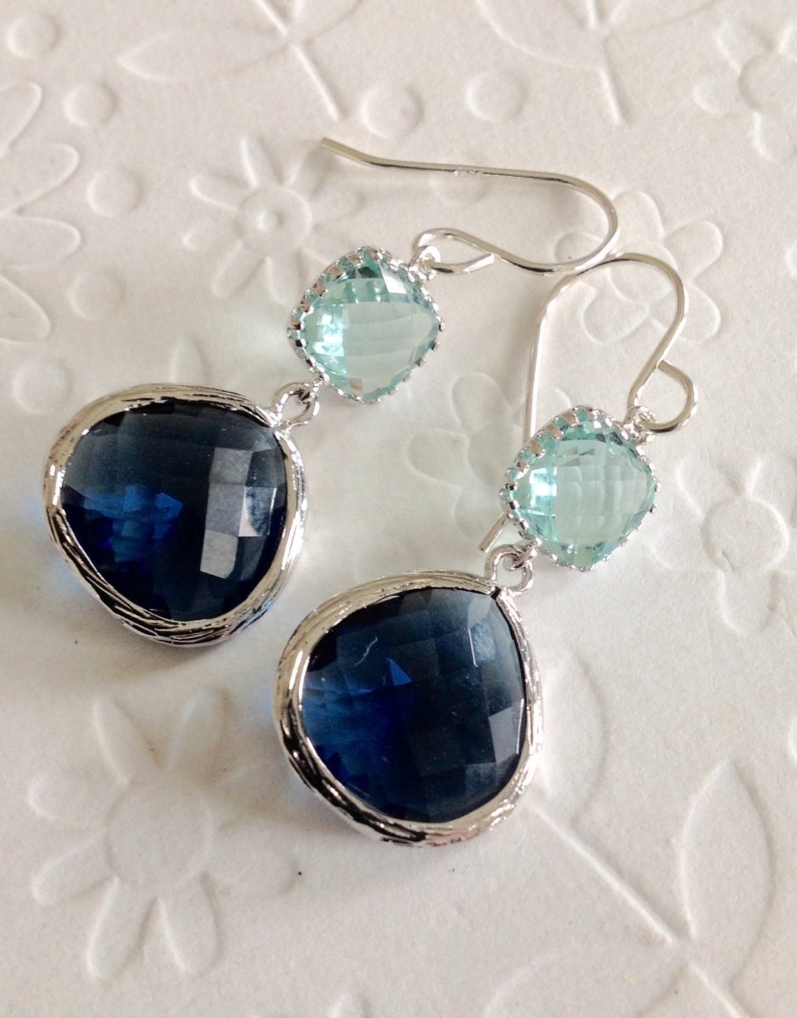 Navy Blue and Mint Earrings Navy Blue and Mint Bridesmaids Etsy