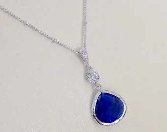 Cobalt Blue Unique Jewelry Set - Bridesmaids Best Gifts - Royal Blue Necklace and Earrings - Wedding Jewelry Blue - Mothers Day Gift for Her