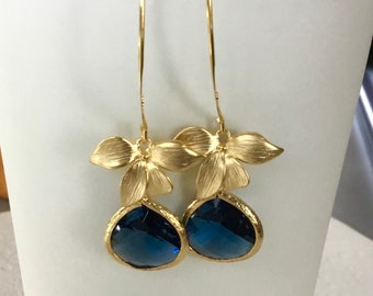 Bridesmaid Gifts for her, Dangle Earrings, Statement earrings, birthstone, personalized Gift for her earrings, blue sapphire earrings