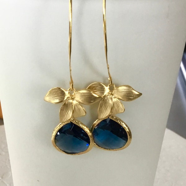 Brautjungfer Geschenke für sie, baumeln Ohrringe, Statement Ohrringe, Geburtsstein, personalisierte Geschenk für sie Ohrringe, blaue Saphir Ohrringe