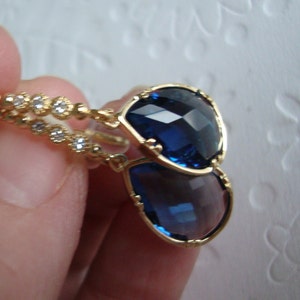 Blaue baumeln Ohrringe, blauer Saphir Ohrringe, September Birthstone, blaue Ohrringe, Gold baumeln Ohrring, Geschenk für sie, Frau, Mutter, Freund Geschenk, Bild 3