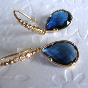 Blaue baumeln Ohrringe, blauer Saphir Ohrringe, September Birthstone, blaue Ohrringe, Gold baumeln Ohrring, Geschenk für sie, Frau, Mutter, Freund Geschenk, Bild 1