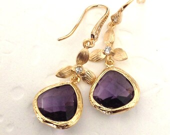 Amethyst earrings, Gift, amethyst dangle earring, purple earrings bridal Chandelier Amethyst Earrings purple Dangle Earrings Bridesmaid gift