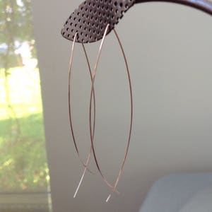 Gold plated hoops earrings, long gold hoops, gift for her, earrings, gold earrings, long wire earrings. Mother’s Day gift, gift