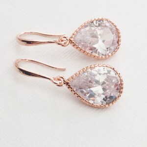 Rose Gold earrings, Rose Gold earrings,Rose Gold gifts, Rose gold and cubic zirconia earrings,Mom gifts, Mothers Day gift image 5