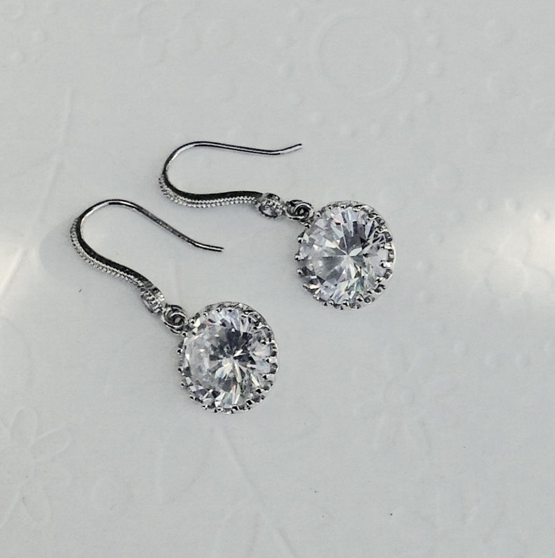 Silver earrings, Christmas Gift, Crystal Earrings, Crystal Drop Earrings wedding Jewelry bridesmaid Gift Bridesmaids Earrings Cubic zirconia image 5