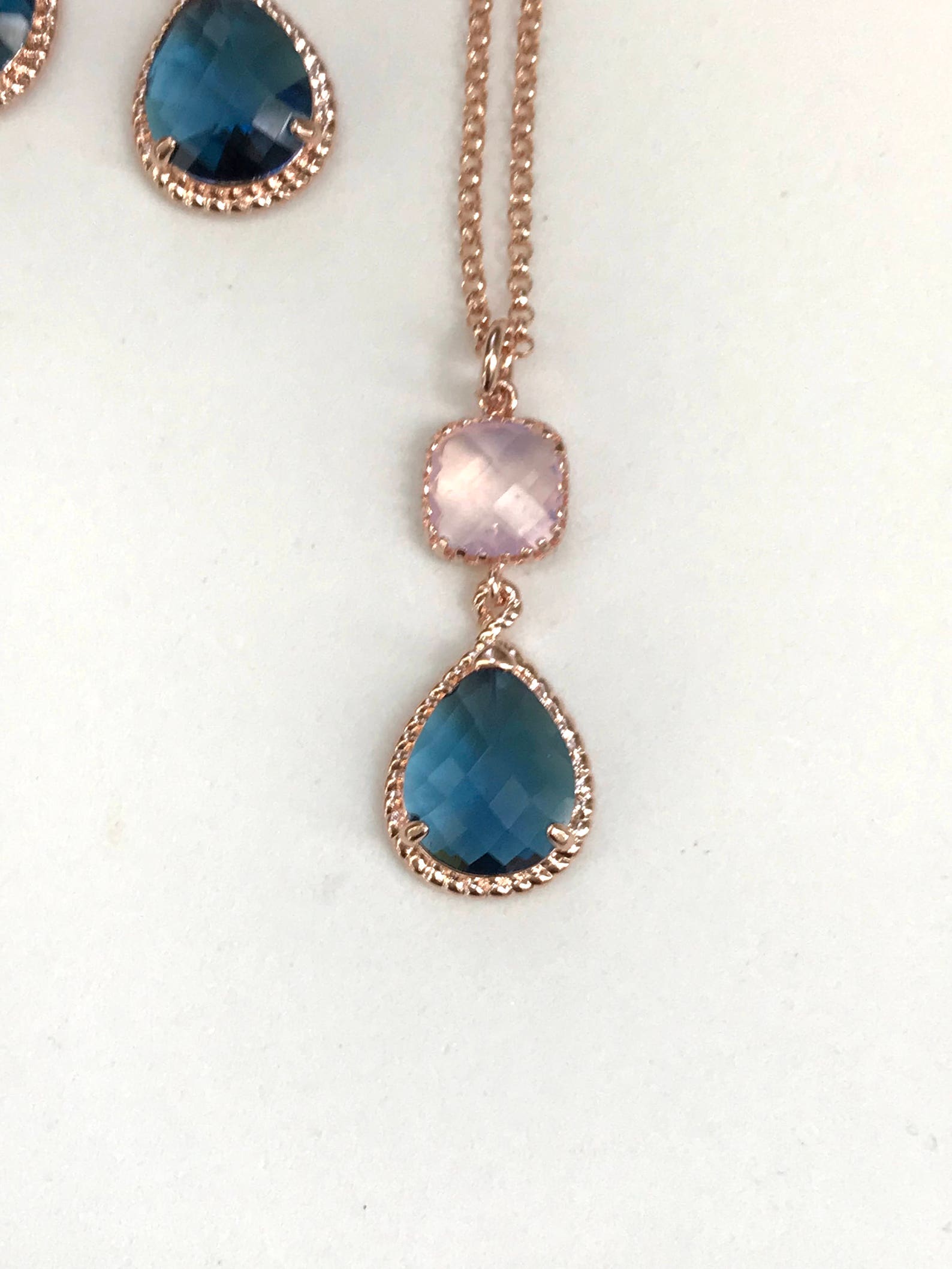Pendant Necklace Blush Wedding Jewelry Set Opal Pink and Etsy Canada