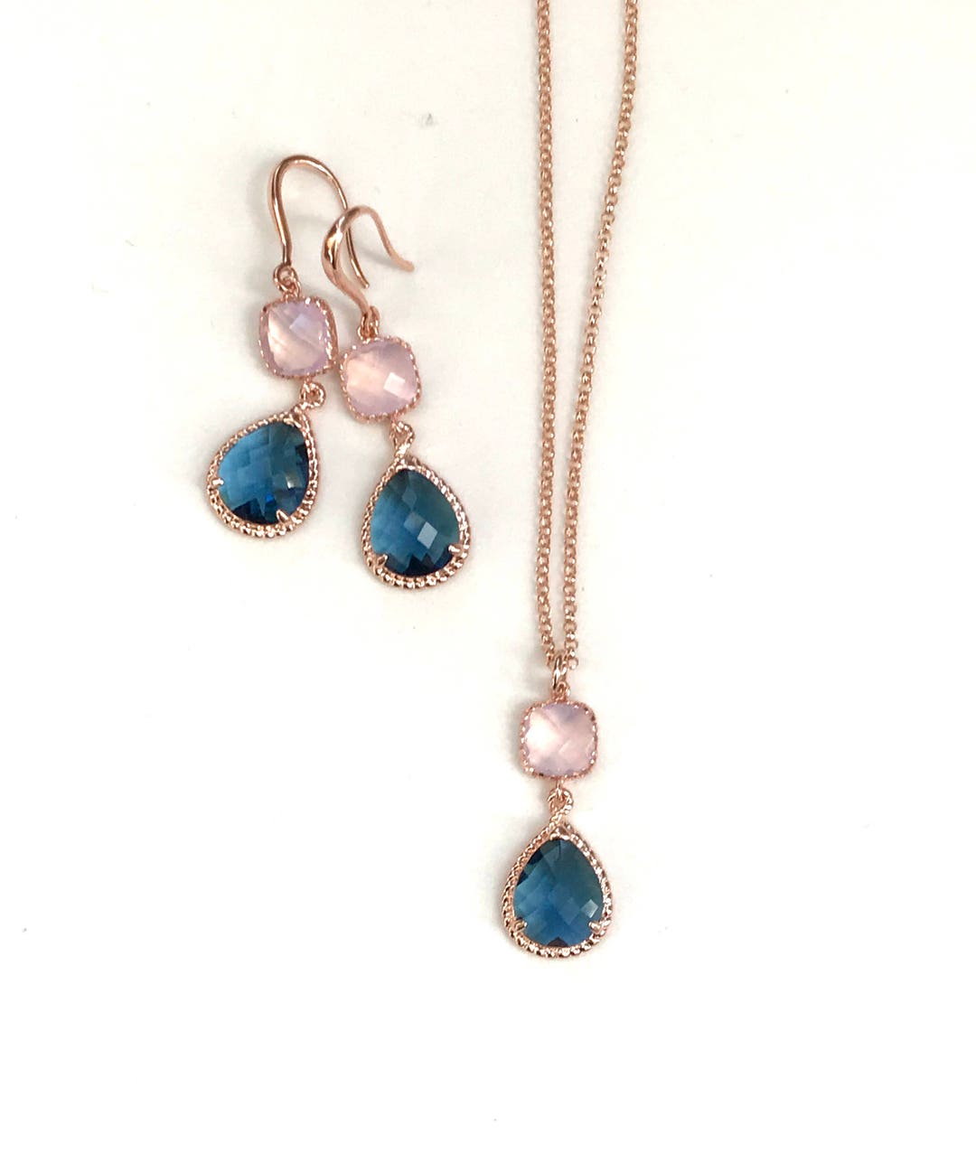 Pendant Necklace Blush Wedding Jewelry Set Opal Pink and Etsy Canada