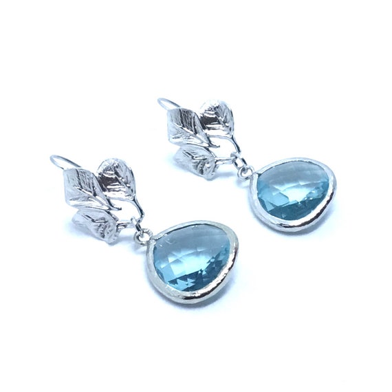 Dangle Earrings Drop Earrings Silver Earrings Aquamarine