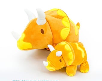 Reversible Glow in Dark Triceratops Fossil Plushie | 21" MEGA-size DinoGlows Stuffed Dinosaur