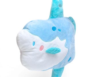 Reversible Glow in Dark Mola Sunfish Skeleton Plushie | 13.5" AquaGlows Stuffed Animal