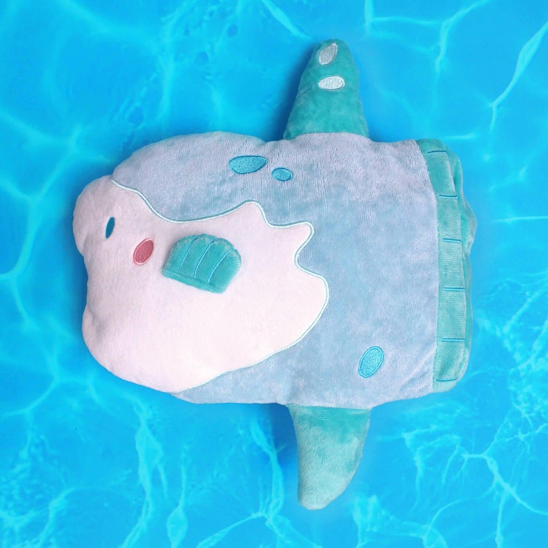 Reversible Glow in Dark Mola Sunfish Skeleton Plushie | 13.5" AquaGlows Stuffed Animal image 6