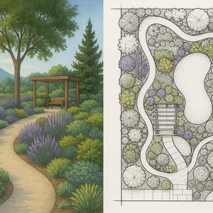 ADD-ON Landscape Garden Design Simple Plan Drawing With Legend for Plant Materials