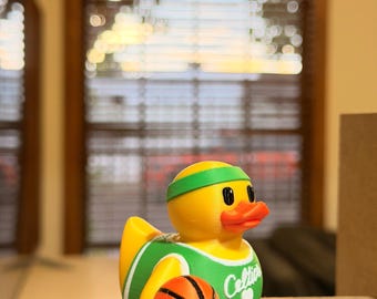 Green Basketball Duck Dashboard Decor | Lucky Shamrock Sports Duck | 3D Printed Car Accessory | Basketball Fan Gift