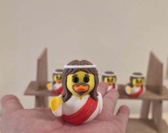 3D Printed Jesus Duck: Inspirational Shelf Decor, Spiritual Gift