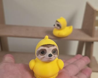 3D Printed Sloth Duck Figurine: Yellow Suit Collector's Gift