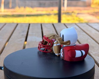 Red & Gold Football Fan Duck – 3D Printed Sports Duck, Car Dashboard Ornament, College Style Collectible Gift
