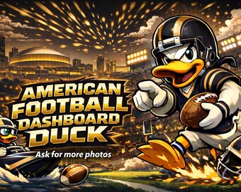 Black & Gold Football Duck – 3D Printed Fan Collectible with Helmet, Sports Gift, Car Dashboard Decor