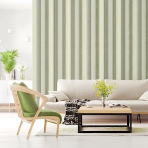 Carta da parati a righe beige e verde con texture staccabile e adesiva – Motivo verticale moderno, decorazione da parete per soggiorno, camera da letto, facile da installare