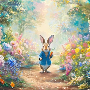 Carta da parati adesiva "Magica foresta di coniglietti" - Murale per cameretta dei bambini
