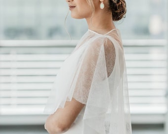 Floral Chantilly Lace Wedding Dress Topper: Bridal Cape Veil