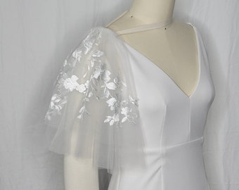 Detachable Wedding Sleeves: Tulle Bridal Dress Sleeves with Brooch Pin