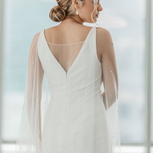 Audrey Pearl Wedding Cape Veil: Handmade Tulle Bridal Cape