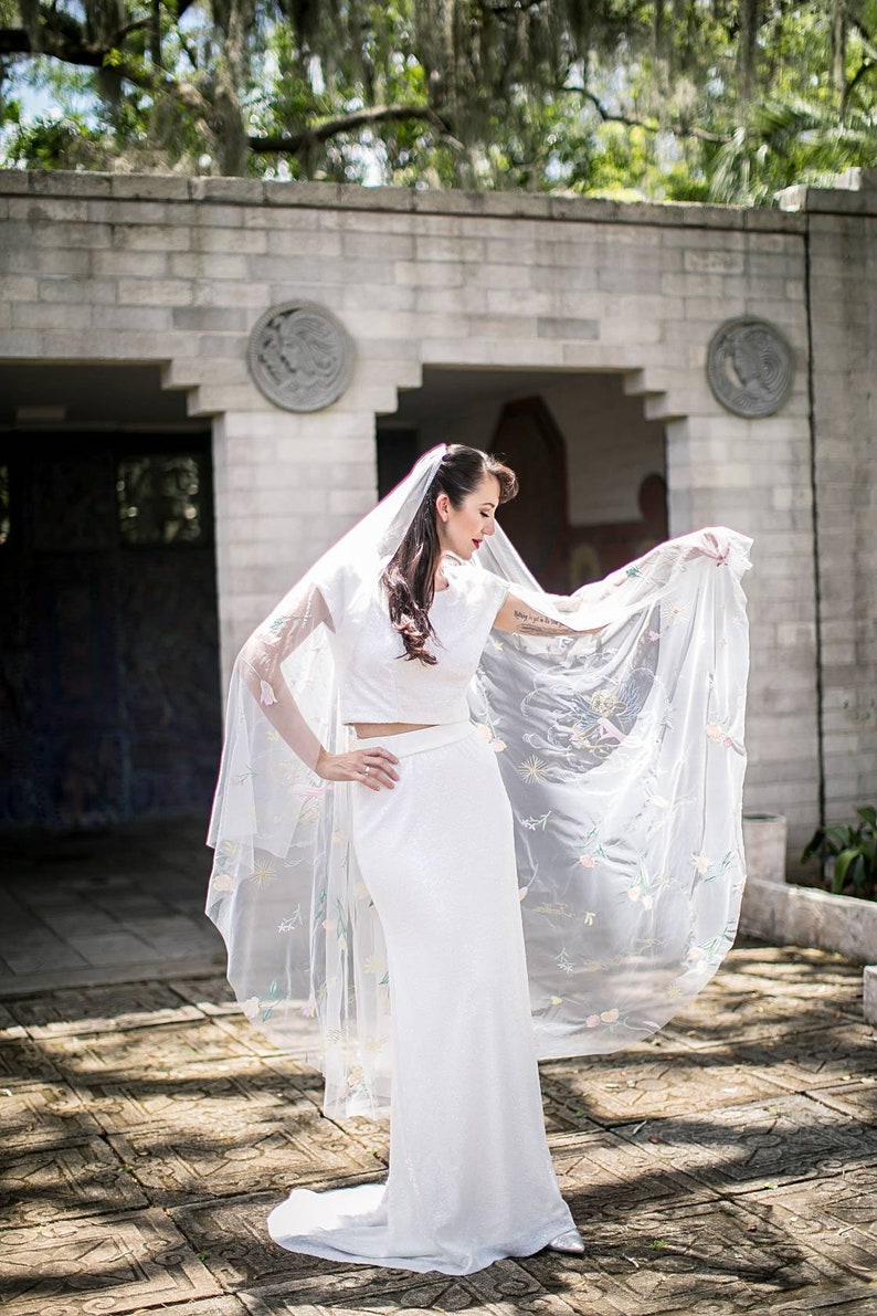 Buttercup Veil True Love Wedding Veil Floral Embroidery Etsy