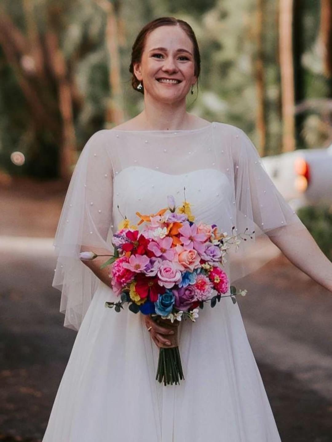 Pearl Tulle Wedding Capelet: Audrey Bridal Cover Up - Etsy, image size:1080x1438