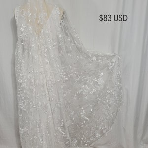 Wildflower Veil, SAMPLE SALE, floral veil, veil cathedral, veil fingertip, veil ivory, lace veil, embroidered veil, custom veil image 6