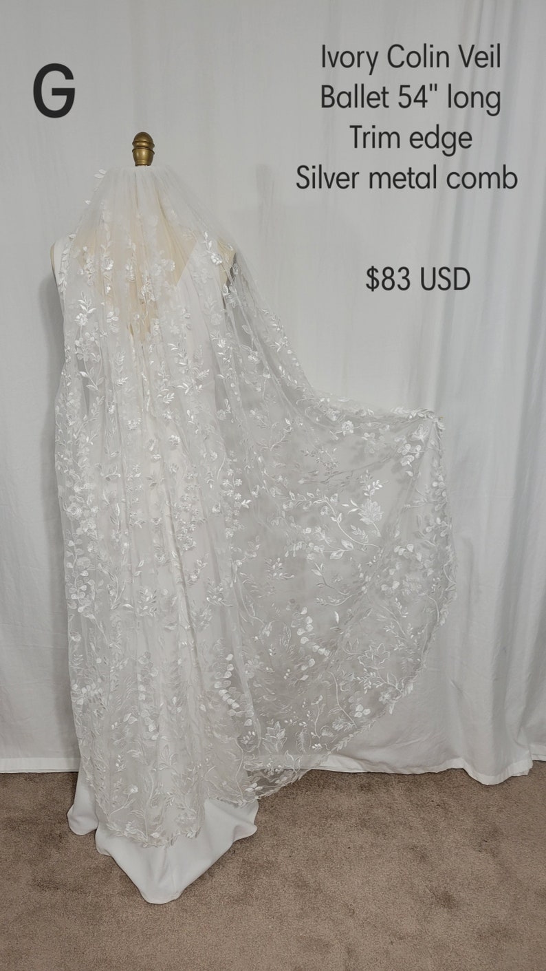 Wildflower Veil, SAMPLE SALE, floral veil, veil cathedral, veil fingertip, veil ivory, lace veil, embroidered veil, custom veil image 6