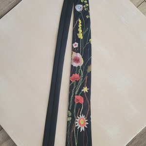LENNOX TIE, wildflower tie, floral necktie, embroidered flowers, satin tie, men's floral necktie, groom, groomsmen gift, custom veil image 7
